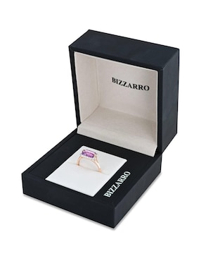 Anillo Joyerias Bizzarro 14 k de oro rosa amatista y diamante brillante