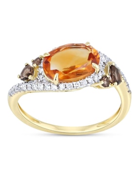 Anillo Joyerias Bizzarro 14 k de oro amarillo citrina y diamante brillante