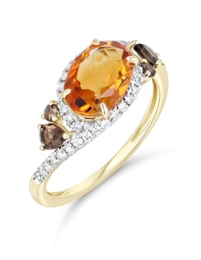 Anillo Joyerias Bizzarro 14 k de oro amarillo citrina y diamante brillante