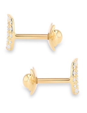 Broqueles de letra D Joyerias Bizzarro de oro amarillo 14 K con acabado brillante diamante