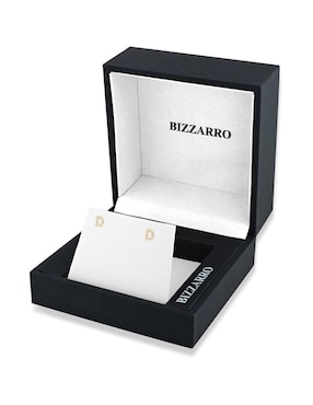 Broqueles de letra D Joyerias Bizzarro de oro amarillo 14 K con acabado brillante diamante