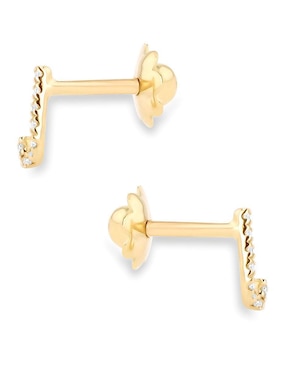 Broqueles de letra J Joyerias Bizzarro de oro amarillo 14 K con acabado brillante diamante