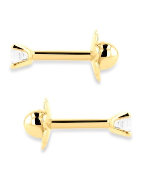 Broqueles de flor Joyerias Bizzarro de oro amarillo 14 K con acabado brillante diamante