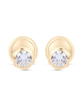 Broqueles Joyerias Bizzarro de oro amarillo 14 K con acabado brillante zirconia