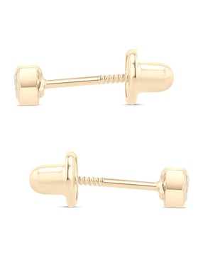 Broqueles Joyerias Bizzarro de oro amarillo 14 K con acabado brillante zirconia