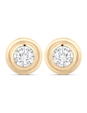 Broqueles circulares Joyerias Bizzarro de oro amarillo 14 K con acabado brillante zirconia