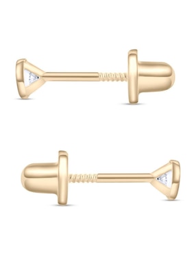 Broqueles circulares Joyerias Bizzarro de oro amarillo 14 K con acabado brillante zirconia