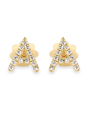 Broqueles de letra A Joyerias Bizzarro de oro amarillo 14 K con acabado brillante diamante
