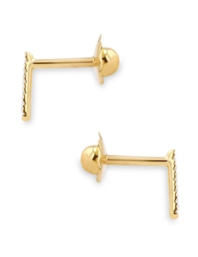 Broqueles de letra A Joyerias Bizzarro de oro amarillo 14 K con acabado brillante diamante