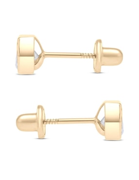 Broqueles Joyerias Bizzarro de oro amarillo 14 K con acabado brillante zirconia