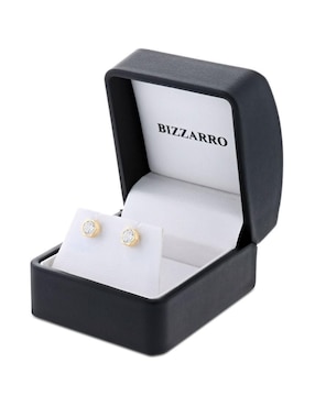 Broqueles Joyerias Bizzarro de oro amarillo 14 K con acabado brillante zirconia