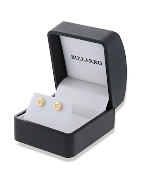 Broqueles circulares Joyerias Bizzarro de oro amarillo 14 K con acabado brillante zirconia