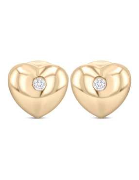 Broqueles de corazón Joyerias Bizzarro de oro amarillo 14 K con acabado brillante zirconia