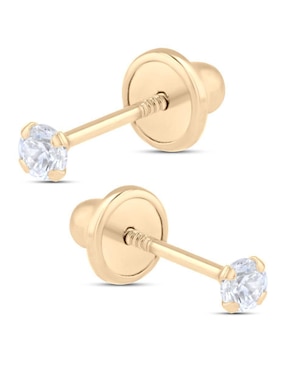 Broqueles circulares Joyerias Bizzarro de oro amarillo 14 K con acabado brillante zirconia