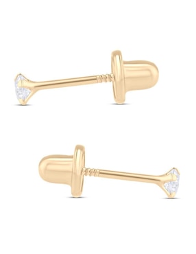 Broqueles circulares Joyerias Bizzarro de oro amarillo 14 K con acabado brillante zirconia