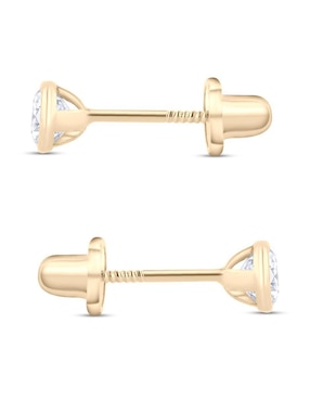 Broqueles circulares Joyerias Bizzarro de oro amarillo 14 K con acabado brillante zirconia