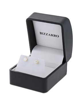 Broqueles circulares Joyerias Bizzarro de oro amarillo 14 K con acabado brillante zirconia