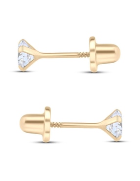 Broqueles circulares Joyerias Bizzarro de oro amarillo 14 K con acabado brillante zirconia