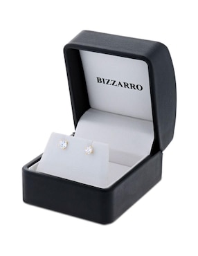 Broqueles circulares Joyerias Bizzarro de oro amarillo 14 K con acabado brillante zirconia