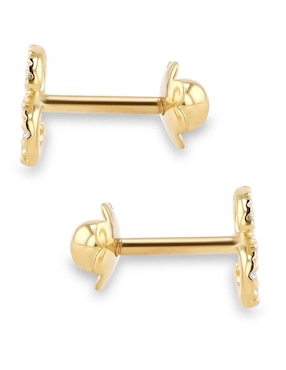 Broqueles de letra S Joyerias Bizzarro de oro amarillo 14 K con acabado brillante diamante