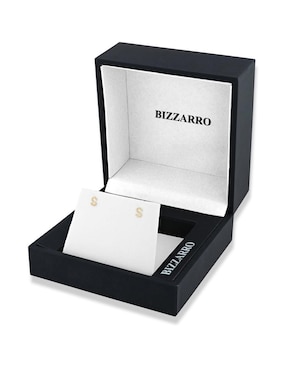 Broqueles de letra S Joyerias Bizzarro de oro amarillo 14 K con acabado brillante diamante