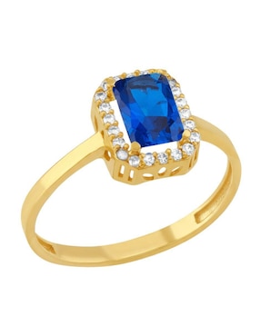Anillo octagonal Joyería M De Leon 10 k de oro zirconia brillante