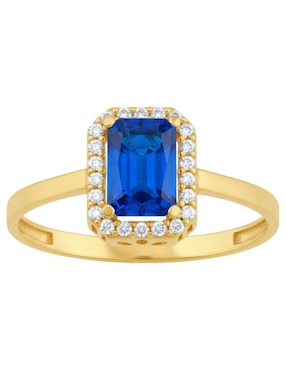Anillo octagonal Joyería M De Leon 10 k de oro zirconia brillante