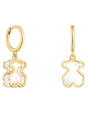 Aretes cortos de oso Tous Galaxy de plata P 925 con acabado baño de oro