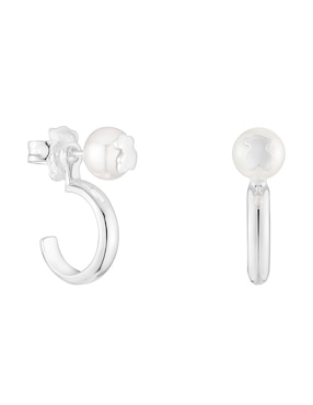 Broqueles de oso Tous Icon Pearl de plata P 925 con acabado brillante