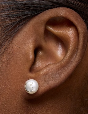 Broqueles de oso Tous Icon Pearl de plata P 925 con acabado brillante perla