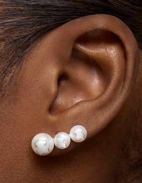 Broqueles de oso Tous Icon Pearl de plata P 925 con acabado brillante perla