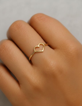 Anillo de corazón Joyería M De Leon 10 k de oro brillante