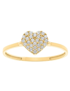 Anillo de corazón Joyería M De Leon 10 k de oro zirconia brillante