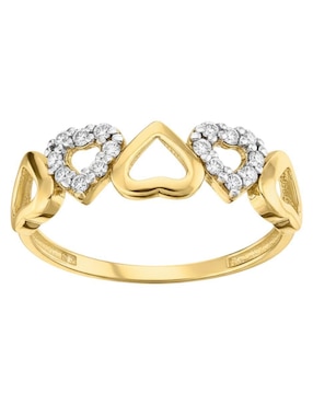 Anillo de corazón Joyería M De Leon 10 k de oro zirconia brillante