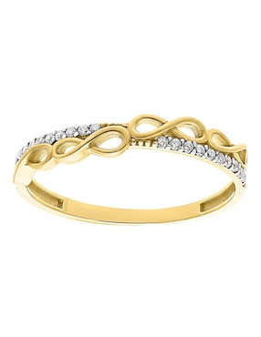 Anillo de infinito Joyería M De Leon 10 k de oro zirconia brillante