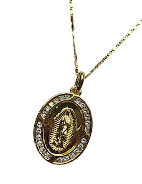 Collar con dije de virgen Limerence By Claudia Herrera de oro laminado 14 K
