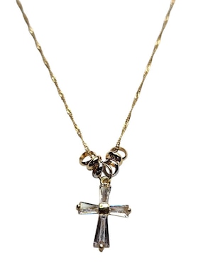 Collar con dije de cruz Limerence By Claudia Herrera de oro laminado 14 K