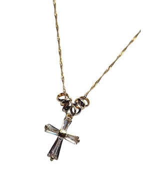 Collar con dije de cruz Limerence By Claudia Herrera de oro laminado 14 K