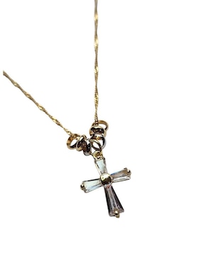 Collar con dije de cruz Limerence By Claudia Herrera de oro laminado 14 K