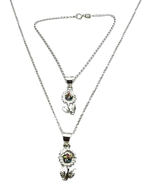 Collar y pulsera de flor Limerence By Claudia Herrera de plata P 925 zirconia