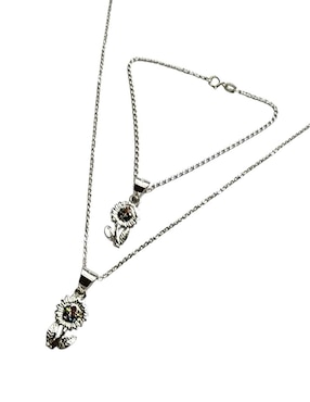Collar y pulsera de flor Limerence By Claudia Herrera de plata P 925 zirconia