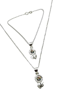Collar y pulsera de flor Limerence By Claudia Herrera de plata P 925 zirconia