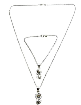 Collar y pulsera de flor Limerence By Claudia Herrera de plata P 925 zirconia