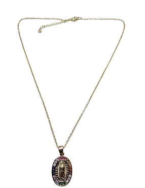 Collar con dije Virgen de Guadalupe ovalado Limerence By Claudia Herrera de oro laminado 14 K