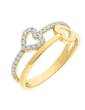 Anillo de corazón Joyería M De Leon 10 k de oro zirconia brillante