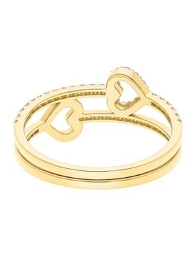 Anillo de corazón Joyería M De Leon 10 k de oro zirconia brillante