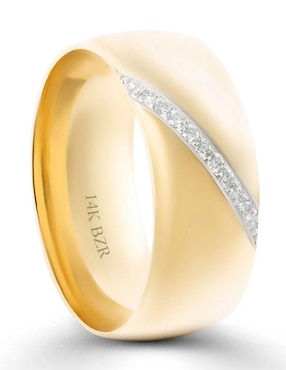 Argolla de oro amarillo 14 k Joyerías Bizzarro diamante