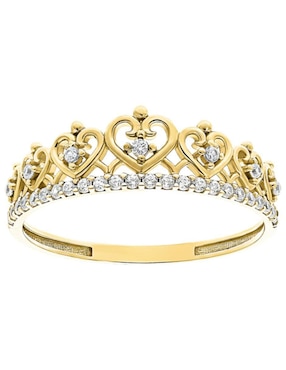 Anillo de corona Joyería M De Leon 10 k de oro zirconia brillante