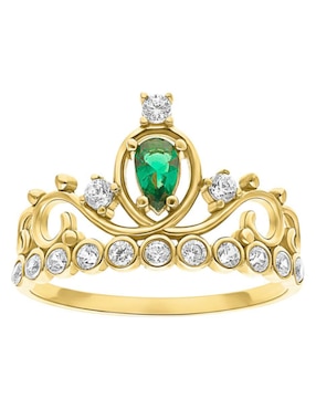 Anillo de corona Joyería M De Leon 10 k de oro zirconia brillante