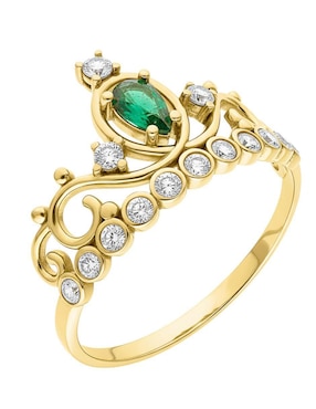 Anillo de corona Joyería M De Leon 10 k de oro zirconia brillante